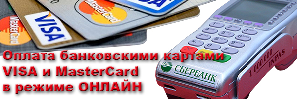 Оплата картами VISA и MasterCard